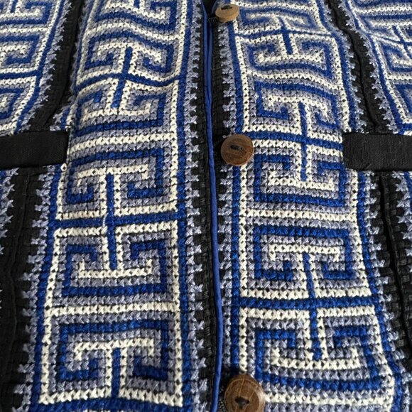 Cost Plus World Market Womens Blue Black Geometric Pattern Cotton Vest Size S/M - Picture 10 of 10